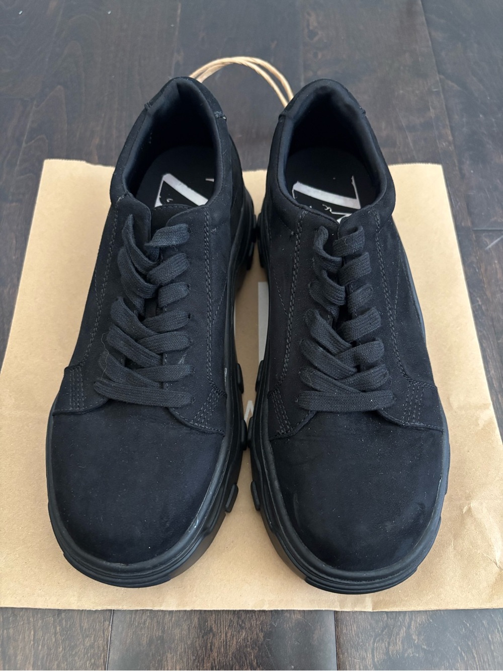 Zara Black Women's Low-Top Suede Sneakers